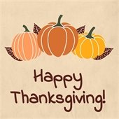 Happy Thanksgiving text with pumpkins 