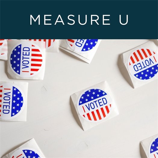 measure U graphic with "I voted" stickers