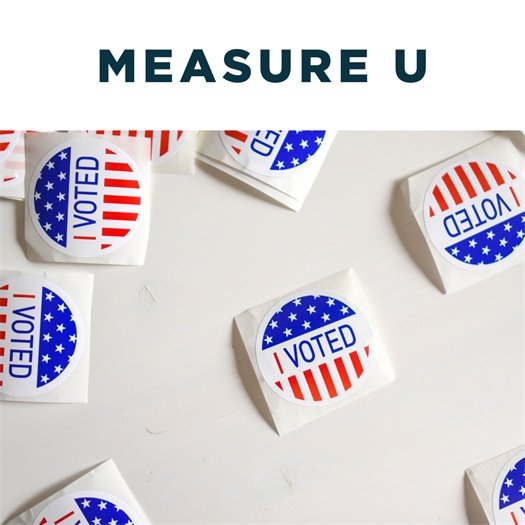 Measure U graphic with I Voted Stickers