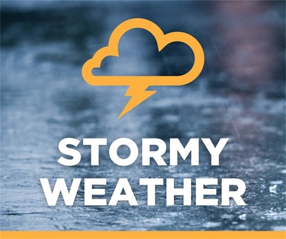 Rain Graphic with "Stormy Weather" text