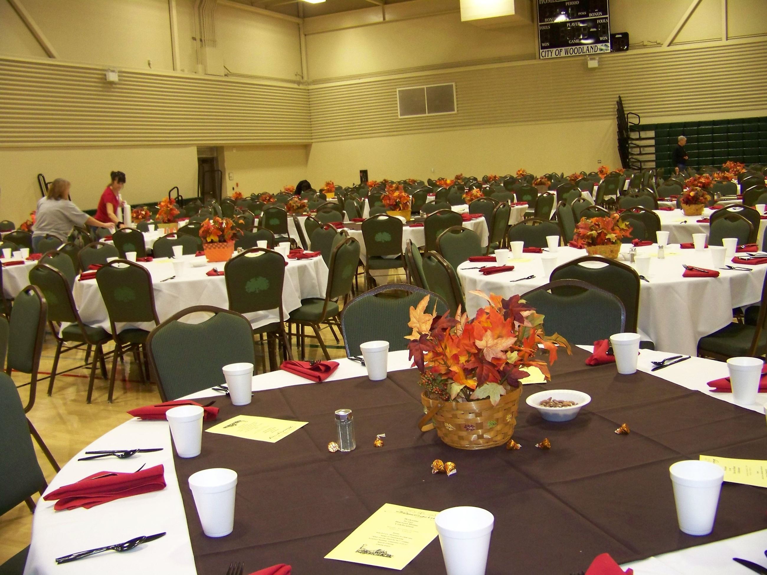 Woodland Community & Senior Center Gymnasium set up for banquet
