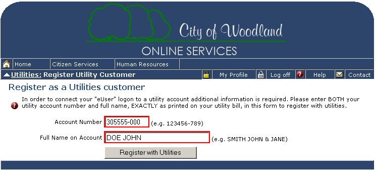Enter your account number 