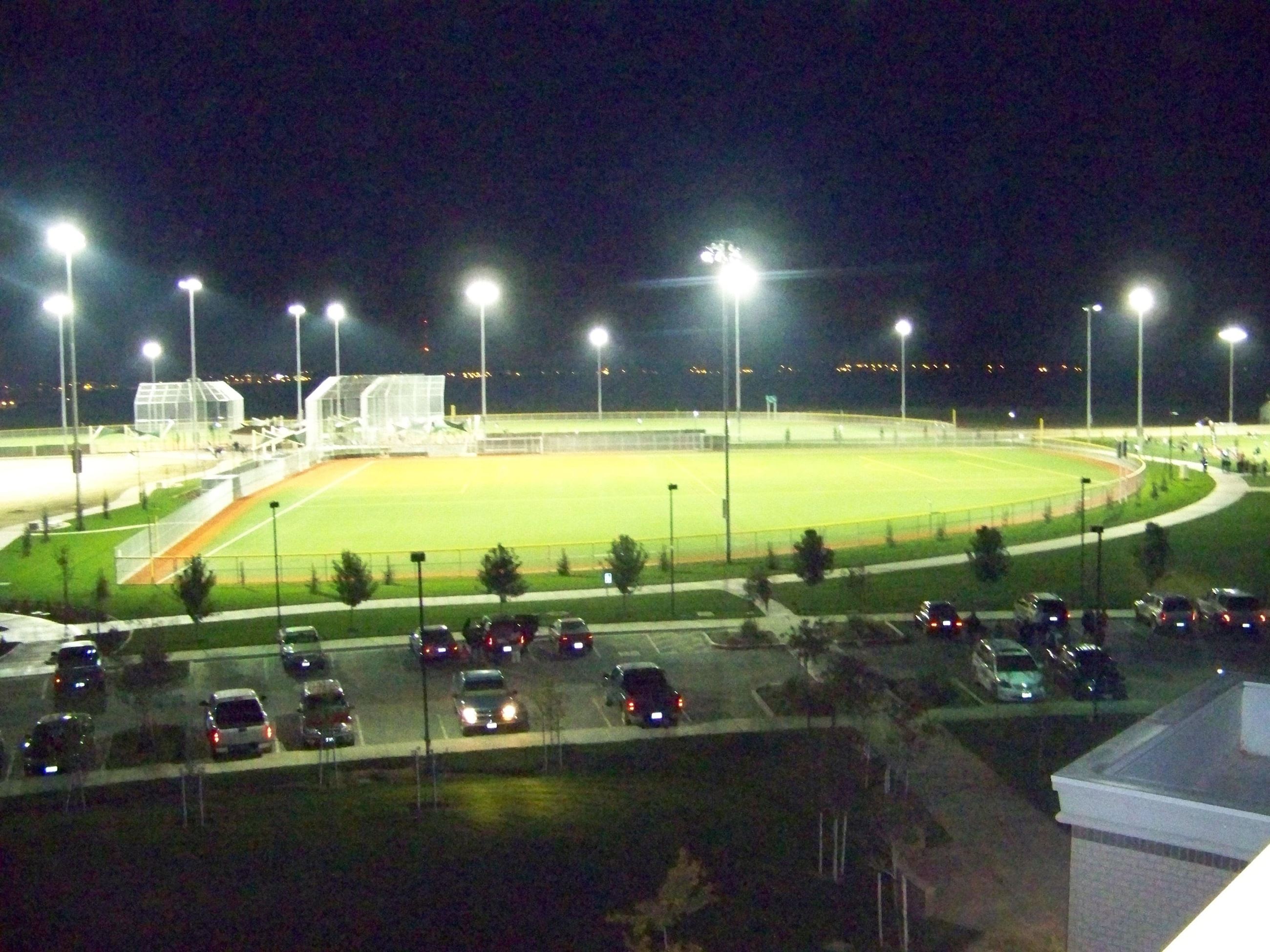 Skip & Julie Davies Sports Park with lights on