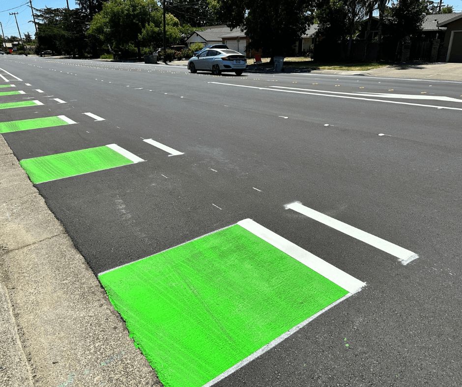 Green buffered bike lane