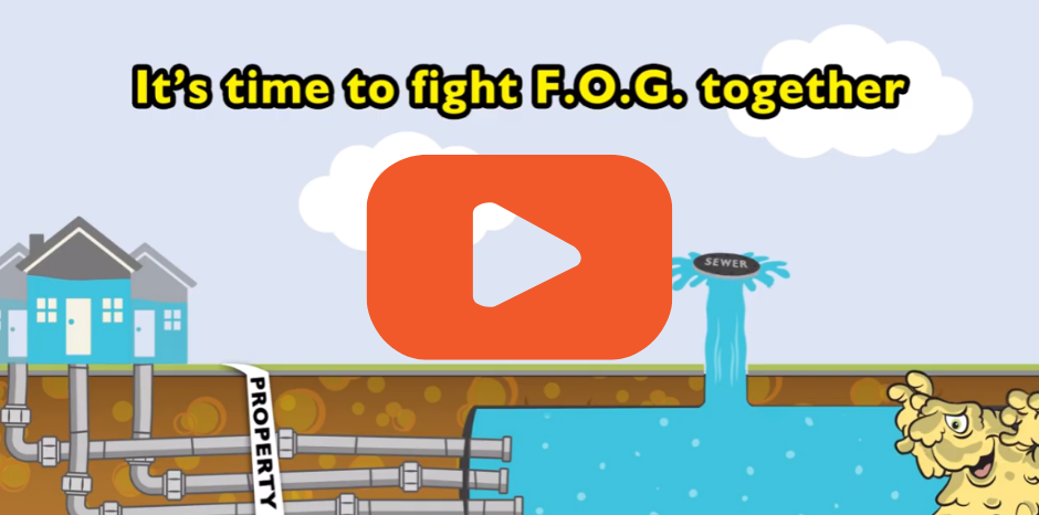 Fats Oils and Grease F.O.G. Video Play Button Graphic