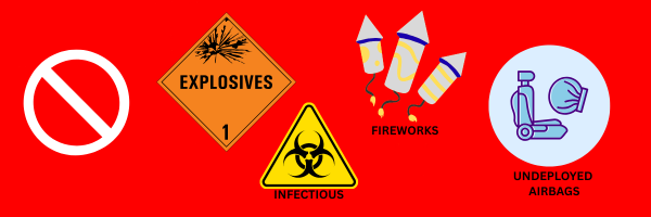 Images of items not accepted for the household hazardous waste