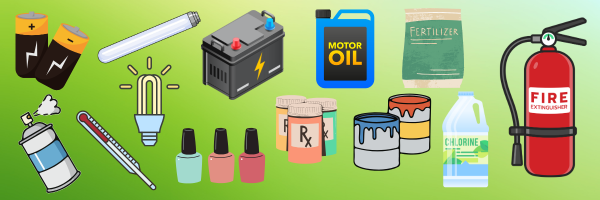 Images of items that are accepted for the household hazardous waste